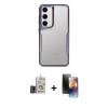 MARSİLYAN™- Galaxy S24 Kılıf Akış Çizgi Koleksiyonu - Siyah 3D Antistatik Mat Seramik Nano Ekran Koruyucu + Bilvis Titan Kamera Lens - GD