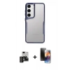 MARSİLYAN™- Galaxy S24 Kılıf Akış Çizgi Koleksiyonu - Siyah 3D Antistatik Mat Seramik Nano Ekran Koruyucu + PVD Metal Kamera Lens - DNMR