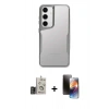MARSİLYAN™- Galaxy S24 Kılıf Akış Çizgi Koleksiyonu - Siyah 3D Antistatik Mat Seramik Nano Ekran Koruyucu + Bilvis Titan Kamera Lens - GD
