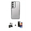 MARSİLYAN™- Galaxy S24 Kılıf Akış Çizgi Koleksiyonu - Siyah 3D Antistatik Mat Seramik Nano Ekran Koruyucu + PVD Metal Kamera Lens - SH
