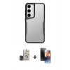 MARSİLYAN™- Galaxy S24 Kılıf Akış Çizgi Koleksiyonu - Siyah 3D Antistatik Mat Seramik Nano Ekran Koruyucu + Bilvis Titan Kamera Lens - GD