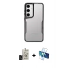 MARSİLYAN™- Galaxy S24 Kılıf Akış Çizgi Koleksiyonu - Siyah 3D Antistatik Seramik Nano Ekran Koruyucu + Bilvis Titan Kamera Lens - SH