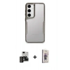 MARSİLYAN™- Galaxy S24 Kılıf Akış Çizgi Koleksiyonu - Siyah Bilvis 3D Cam Ekran Koruyucu + PVD Metal Kamera Lens - DNMR