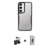 MARSİLYAN™- Galaxy S24 Kılıf Akış Çizgi Koleksiyonu - Siyah Bilvis 3D Cam Ekran Koruyucu + PVD Metal Kamera Lens - SH