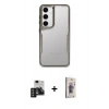 MARSİLYAN™- Galaxy S24 Kılıf Akış Çizgi Koleksiyonu - Siyah Bilvis 3D Cam Ekran Koruyucu + PVD Metal Kamera Lens - TNGI