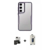 MARSİLYAN™- Galaxy S24 Kılıf Akış Çizgi Koleksiyonu - Siyah Bilvis Hayalet Cam Ekran Koruyucu + PVD Metal Kamera Lens - DNMR