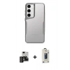 MARSİLYAN™- Galaxy S24 Kılıf Akış Çizgi Koleksiyonu - Siyah Bilvis Hayalet Cam Ekran Koruyucu + PVD Metal Kamera Lens - DNMR