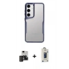 MARSİLYAN™- Galaxy S24 Kılıf Akış Çizgi Koleksiyonu - Siyah Bilvis Hayalet Cam Ekran Koruyucu + PVD Metal Kamera Lens - DNMR