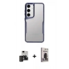MARSİLYAN™- Galaxy S24 Kılıf Akış Çizgi Koleksiyonu - Siyah Bilvis Hayalet Cam Ekran Koruyucu + PVD Metal Kamera Lens - DNMR