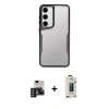 MARSİLYAN™- Galaxy S24 Kılıf Akış Çizgi Koleksiyonu - Siyah Bilvis Hayalet Cam Ekran Koruyucu + PVD Metal Kamera Lens - DNMR