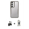MARSİLYAN™- Galaxy S24 Kılıf Akış Çizgi Koleksiyonu - Siyah Bilvis Hayalet Cam Ekran Koruyucu + PVD Metal Kamera Lens - DNMR