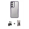 MARSİLYAN™- Galaxy S24 Kılıf Akış Çizgi Koleksiyonu - Siyah Bilvis Hayalet Cam Ekran Koruyucu + PVD Metal Kamera Lens - DNMR