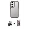 MARSİLYAN™- Galaxy S24 Kılıf Akış Çizgi Koleksiyonu - Siyah Bilvis Hayalet Cam Ekran Koruyucu + PVD Metal Kamera Lens - DNMR