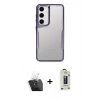 MARSİLYAN™- Galaxy S24 Kılıf Akış Çizgi Koleksiyonu - Siyah Bilvis Hayalet Cam Ekran Koruyucu + Kamera Lens Koruma Cam - SF