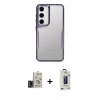 MARSİLYAN™- Galaxy S24 Kılıf Akış Çizgi Koleksiyonu - Siyah Bilvis Hayalet Cam Ekran Koruyucu + Bilvis Titan Kamera Lens - TMGI