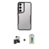 MARSİLYAN™- Galaxy S24 Kılıf Akış Çizgi Koleksiyonu - Siyah Polymer Nano Ekran Koruyucu + PVD Metal Kamera Lens - DNMR