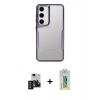 MARSİLYAN™- Galaxy S24 Kılıf Akış Çizgi Koleksiyonu - Siyah Polymer Nano Ekran Koruyucu + PVD Metal Kamera Lens - SH
