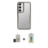 MARSİLYAN™- Galaxy S24 Kılıf Akış Çizgi Koleksiyonu - Siyah Polymer Nano Ekran Koruyucu + Bilvis Titan Kamera Lens - SH