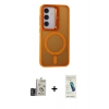 MARSİLYAN™- Galaxy S24 Kılıf Akış Form - Şeffaf Pasifik Cam Ekran Koruyucu + Bilvis Titan Kamera Lens - DNMR