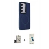 MARSİLYAN™- Galaxy S24 Kılıf Akış Form - Şeffaf Pasifik Cam Ekran Koruyucu + Bilvis Titan Kamera Lens - DNMR