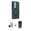MARSİLYAN™- Galaxy S24 Kılıf Akış Form - Siyah 360 Mat Full Body Arka Koruyucu + Bilvis Titan Kamera Lens - DNMR