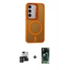 MARSİLYAN™- Galaxy S24 Kılıf Akış Form - Siyah 360 Mat Full Body Arka Koruyucu + PVD Metal Kamera Lens - DNMR