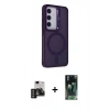 MARSİLYAN™- Galaxy S24 Kılıf Akış Form - Siyah 360 Mat Full Body Arka Koruyucu + PVD Metal Kamera Lens - DNMR