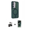 MARSİLYAN™- Galaxy S24 Kılıf Akış Form - Siyah 360 Mat Full Body Arka Koruyucu + PVD Metal Kamera Lens - DNMR