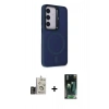 MARSİLYAN™- Galaxy S24 Kılıf Akış Form - Siyah 360 Mat Full Body Arka Koruyucu + Bilvis Titan Kamera Lens - GD
