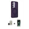 MARSİLYAN™- Galaxy S24 Kılıf Akış Form - Siyah 360 Mat Full Body Arka Koruyucu + Bilvis Titan Kamera Lens - GD