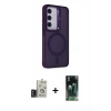 MARSİLYAN™- Galaxy S24 Kılıf Akış Form - Siyah 360 Mat Full Body Arka Koruyucu + Bilvis Titan Kamera Lens - TMGI