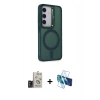 MARSİLYAN™- Galaxy S24 Kılıf Akış Form - Siyah 3D Antistatik Cam Ekran Koruyucu + Bilvis Titan Kamera Lens - TMGI