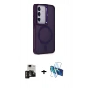 MARSİLYAN™- Galaxy S24 Kılıf Akış Form - Siyah 3D Antistatik Cam Ekran Koruyucu + PVD Metal Kamera Lens - GD
