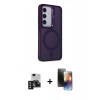 MARSİLYAN™- Galaxy S24 Kılıf Akış Form - Siyah 3D Antistatik Mat Seramik Nano Ekran Koruyucu + PVD Metal Kamera Lens - GD