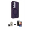 MARSİLYAN™- Galaxy S24 Kılıf Akış Form - Siyah 3D Antistatik Mat Seramik Nano Ekran Koruyucu + Bilvis Titan Kamera Lens - SH