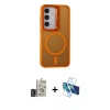 MARSİLYAN™- Galaxy S24 Kılıf Akış Form - Siyah 3D Antistatik Seramik Nano Ekran Koruyucu + Bilvis Titan Kamera Lens - DNMR