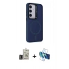 MARSİLYAN™- Galaxy S24 Kılıf Akış Form - Siyah 3D Antistatik Seramik Nano Ekran Koruyucu + Bilvis Titan Kamera Lens - GD