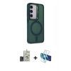 MARSİLYAN™- Galaxy S24 Kılıf Akış Form - Siyah 3D Antistatik Seramik Nano Ekran Koruyucu + Bilvis Titan Kamera Lens - GD