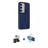 MARSİLYAN™- Galaxy S24 Kılıf Akış Form - Siyah 3D Antistatik Seramik Nano Ekran Koruyucu + PVD Metal Kamera Lens - DNMR