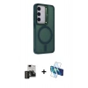 MARSİLYAN™- Galaxy S24 Kılıf Akış Form - Siyah 3D Antistatik Seramik Nano Ekran Koruyucu + PVD Metal Kamera Lens - DNMR