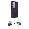 MARSİLYAN™- Galaxy S24 Kılıf Akış Form - Siyah 3D Antistatik Seramik Nano Ekran Koruyucu + PVD Metal Kamera Lens - DNMR