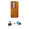 MARSİLYAN™- Galaxy S24 Kılıf Akış Form - Siyah 3D Antistatik Seramik Nano Ekran Koruyucu + PVD Metal Kamera Lens - DNMR