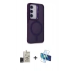 MARSİLYAN™- Galaxy S24 Kılıf Akış Form - Siyah 3D Antistatik Seramik Nano Ekran Koruyucu + Bilvis Titan Kamera Lens - SH