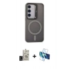 MARSİLYAN™- Galaxy S24 Kılıf Akış Form - Siyah 3D Antistatik Seramik Nano Ekran Koruyucu + Bilvis Titan Kamera Lens - SH