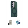 MARSİLYAN™- Galaxy S24 Kılıf Akış Form - Siyah 3D Antistatik Seramik Nano Ekran Koruyucu + Bilvis Titan Kamera Lens - SH
