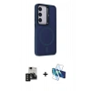 MARSİLYAN™- Galaxy S24 Kılıf Akış Form - Siyah 3D Antistatik Seramik Nano Ekran Koruyucu + PVD Metal Kamera Lens - SH