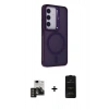 MARSİLYAN™- Galaxy S24 Kılıf Akış Form - Siyah 6D Antistatik Mat Seramik Hayalet Nano Ekran Koruyucu + PVD Metal Kamera Lens - DNMR