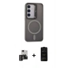 MARSİLYAN™- Galaxy S24 Kılıf Akış Form - Siyah 6D Antistatik Mat Seramik Hayalet Nano Ekran Koruyucu + PVD Metal Kamera Lens - DNMR
