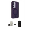 MARSİLYAN™- Galaxy S24 Kılıf Akış Form - Siyah 6D Antistatik Mat Seramik Hayalet Nano Ekran Koruyucu + Bilvis Titan Kamera Lens - GD