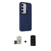 MARSİLYAN™- Galaxy S24 Kılıf Akış Form - Siyah 6D Antistatik Mat Seramik Hayalet Nano Ekran Koruyucu + Bilvis Titan Kamera Lens - GD